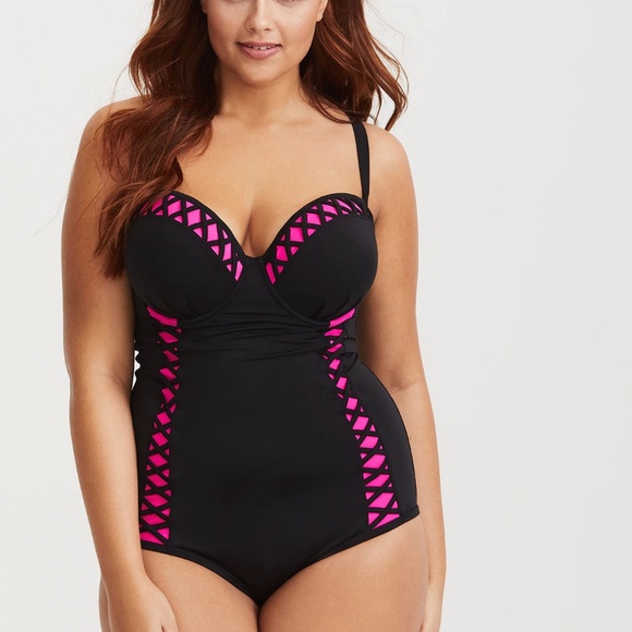 Torrid Lattice Push-Up Demi 1-Piece Swimsuit - Picture 5 of 6